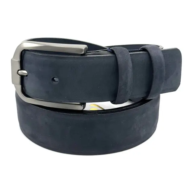 Μπλε Δερμάτινη Ζώνη Nubuck 3,5 cm