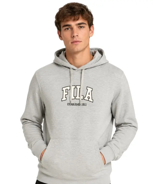Fila - Ανδρική Μπλούζα Φούτερ Με Κουκούλα Rifredi FAM1218-80000 Γκρι