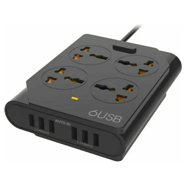 Moxom KH-63Y Πολύπριζο 4 Θέσεων με 6 USB και Καλώδιο 1.5m