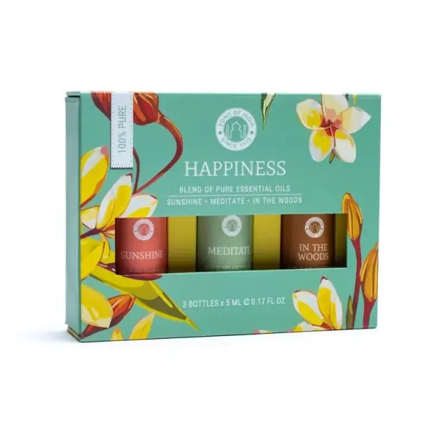 Aromatherapy Gift Set Happiness Blend Essential Oil – Σετ με 3 Αιθέρια Έλαια 5ml