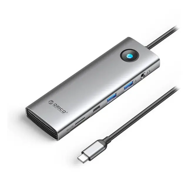 Orico Docking Station PW11 9in1 USB-C 2x USB-A 3.0 1x USB-C 3.0 1x USB-C PD 100 1x HDMI 4K60Hz 1x microSD/SD 1x RJ45 2.5G Ethernet 1x Audio 3.5mm Gray