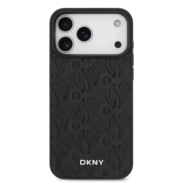 DKNY PU Leather Grid Pattern Magsafe Case for iPhone 17 Pro Max Black 3