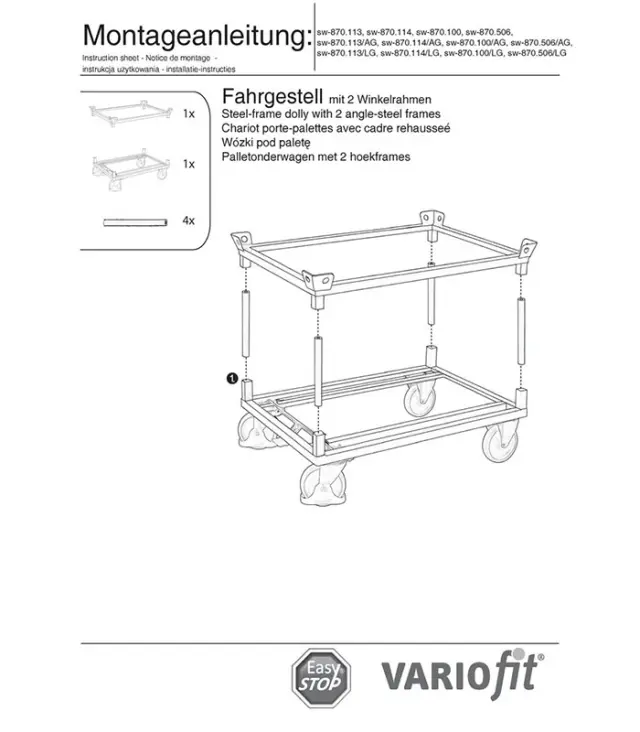 Variofit sw-870.100 Πλατφόρμα Μεταφοράς Παλετών με Πλαίσιο για Φορτίο Βάρους ως 500kg 2