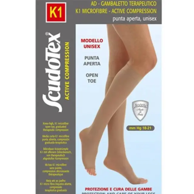 Scudotex 430 Κάλτσες Κάτω Γόνατος Διαβαθμισμένης Συμπίεσης με Ανοικτά Δάκτυλα 18-21 mmHg Μπεζ - Medium