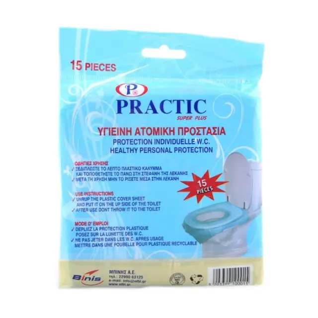 PRACTIC Super Plus Πλαστικό Κάλυμμα Λεκάνης Τουαλέτας Μιας Χρήσεως 15 τμχ