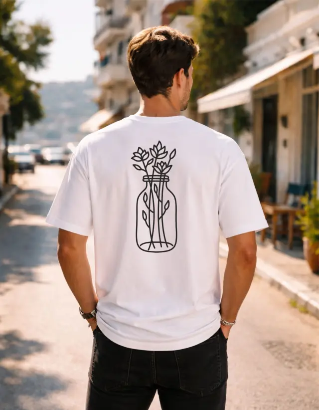 T-shirt Noshame® Oversized Λευκό με τύπωμα - 152640 - XXL