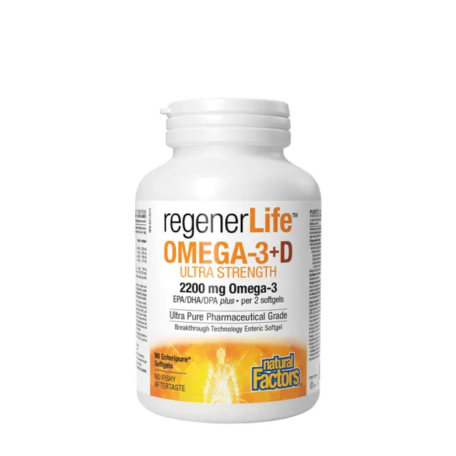 Natural Factors RegenerLife Omega-3+D Ultra Strength 2200 mg / 1000 IU