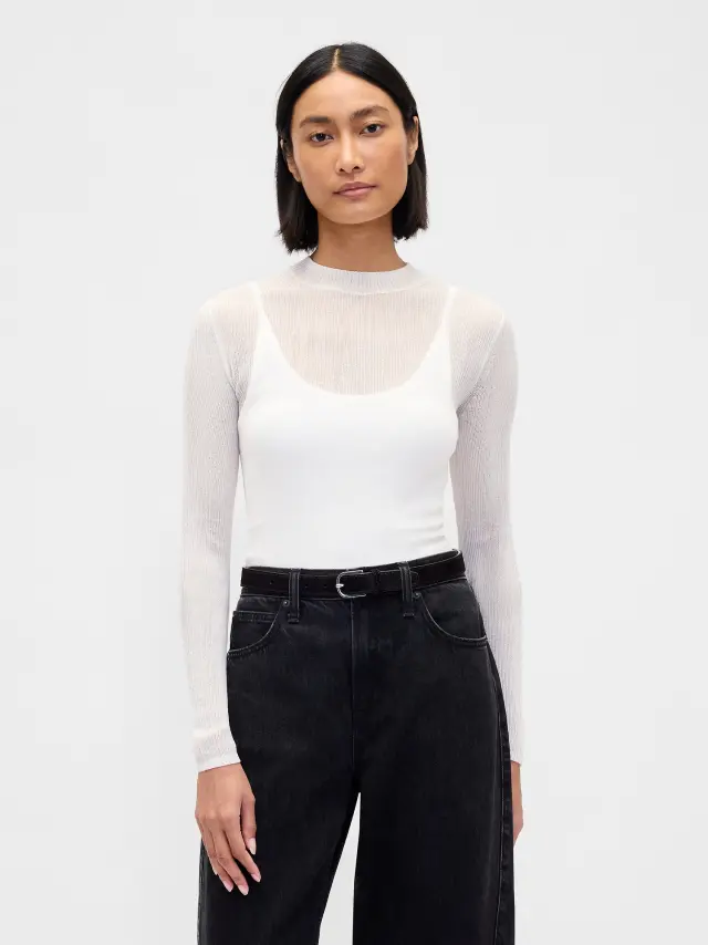 High-Neck Sheer Πουλόβερ Regular grey