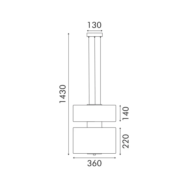 ΚΡΕΜΑΣΤΟ ΦΩΤΙΣΤΙΚΟ ACA HM24153 ΜΑΥΡΟ LED 27W 2700K-3000K-4000K IP20 D36XH120CM / HM24153 2