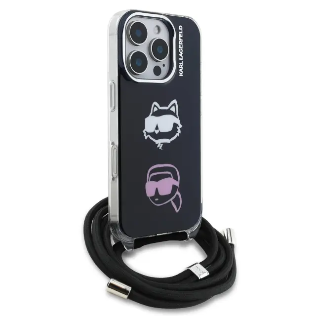 Karl Lagerfeld IML Crossbody K&CH Heads Case for iPhone 16 Pro Black 3