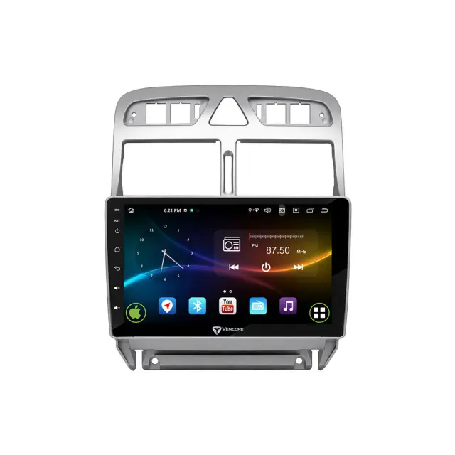 VenCore Οθόνη Multimedia Android 15 9" 9109A MTK6762 Octa-Core 2GB/32GB IPS με Πρόσοψη, CarPlay, Android Auto και Υποστήριξη Κάμερας Οπισθοπορείας AHD για Peugeot 307 2002-2008 – Ασημί (3236-10007-0655S) 2