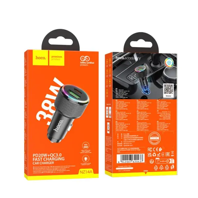 QUERRERO Φορτιστής Αυτοκ/του PD20W+QC3.0 38W 2 Θύρες NZ14A Μαύρος