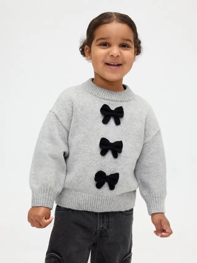 Βρεφικό & Νηπιακό CashSoft Πουλόβερ με Φιόγκο Light grey heather - 5YRS