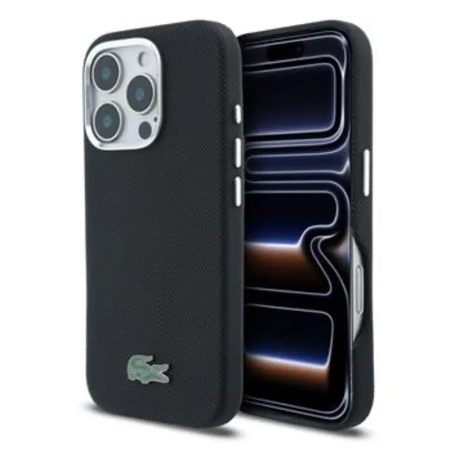 Lacoste PVC Iconic Petit Pique Metal Logo MagSafe Case for iPhone 16 Pro Max Black
