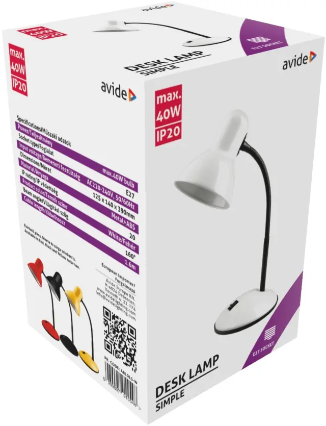 Avide Basic Φωτιστικό Γραφείου Simple Άσπρο 15.001.0487 2