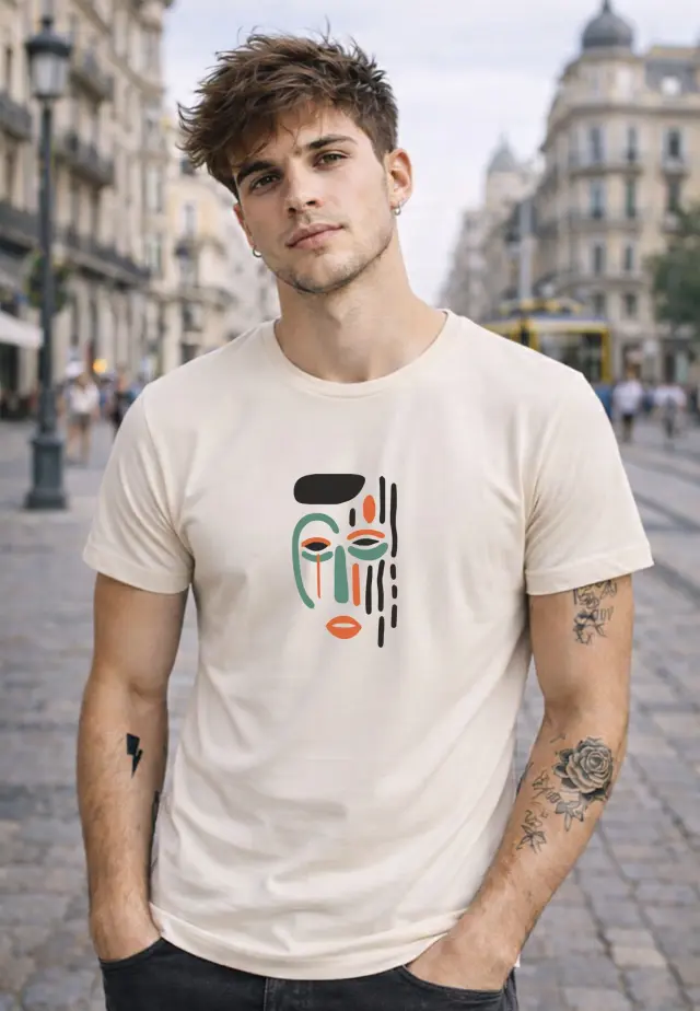 T-shirt Noshame® Off-white με τύπωμα Abstract - 122322 - XXL