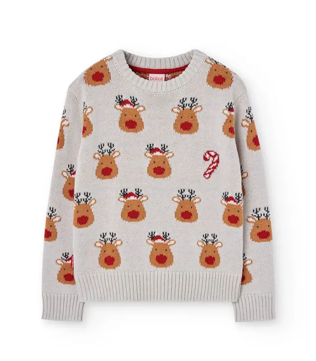 Boboli Πλεκτό πουλόβερ Unisex με Χριστουγεννιάτικο σχέδιο