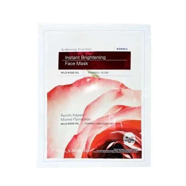 Korres Apothecary Wild Rose Instant Brightening Face Mask Μάσκα Προσώπου για Λάμψη με Άγριο Τριαντάφυλλο, 20ml