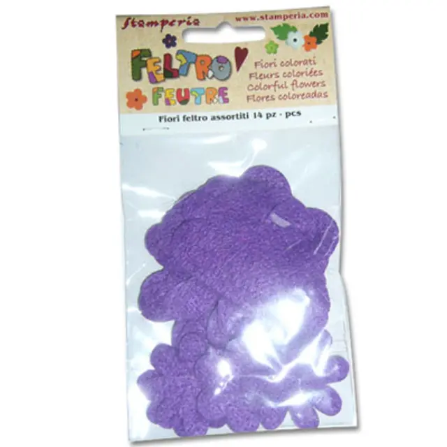 Λουλούδια Felt Διάφορα Σχήματα 2-4cm - Dark Violet - 14τεμ