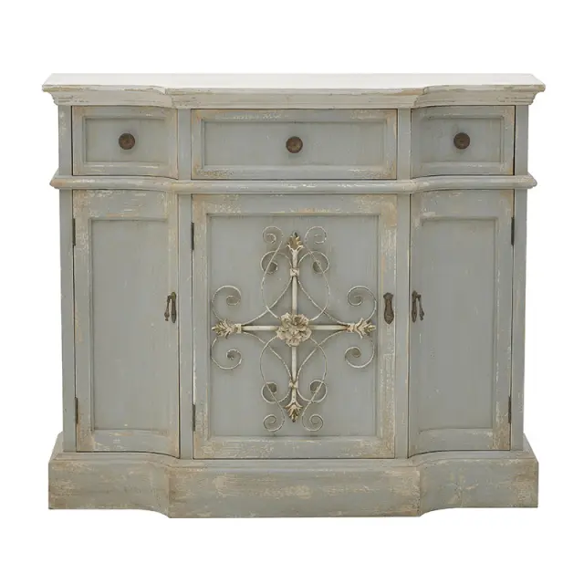 Μπουφές Αντικέ Κρεμ/Γαλάζιο Ξύλο 112x38x98cm 3-50-725-0019 3