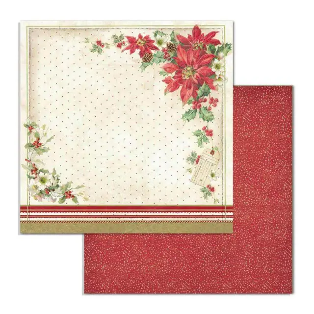 Χαρτί Scrapbooking Stamperia Διπλής Όψης - Poinsettia - 31x30cm