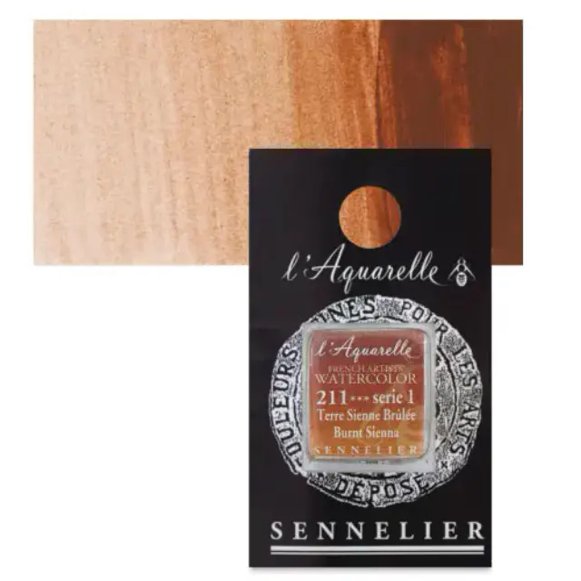 Χρώμα Ακουαρέλας Sennelier l Aquarelle Half Pan - 211 Burnt Sienna