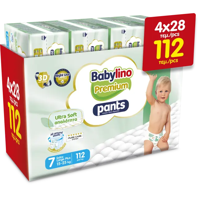 Babylino Pants Maxi Premium Soft No7 Xlarge Plus 15-25kg Mega Monthly Pack 112 τμχ