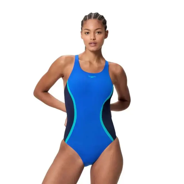 Speedo Women's Solid Splice Medalist Swimsuit Μπλε 8A000245003 (Speedo)