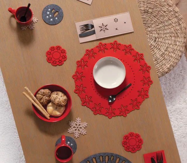 Nef-Nef Homeware Σουπλά Snow Felt 2 τεμ. Red 2