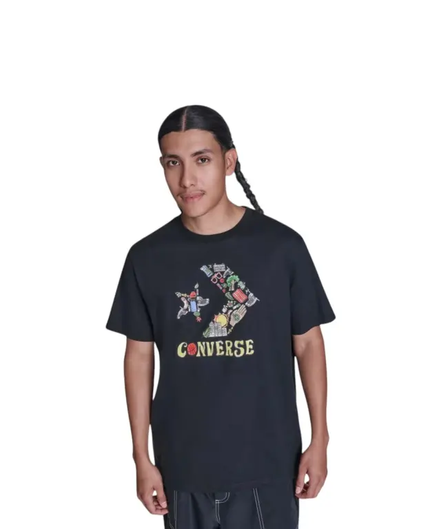 Converse - Ανδρικό T‑shirt Logo Star Chev SS Tee CVM6T098-001 Μαύρο - S
