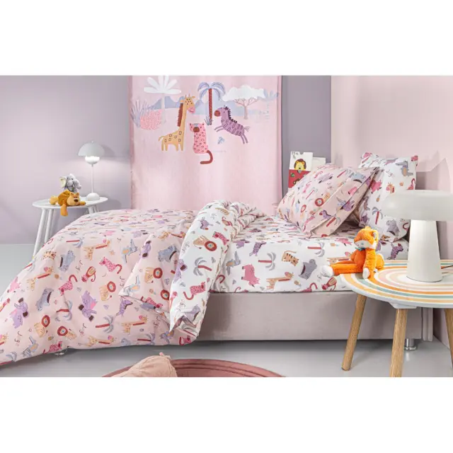 Σετ Παιδικά Σεντόνια Μονά 3 Τεμαχίων Guy Laroche Jungle Pink 165x250 2