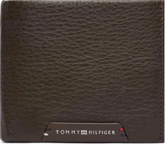 Tommy Hilfiger Ανδρικό Μικρό Πορτοφόλι TH Corp CC Flap And Coin Σκούρο Καφέ