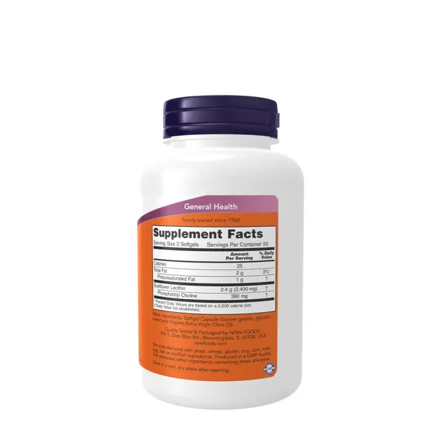 Now Foods Sunflower Lecithin Συμπλήρωμα Διατροφής με Λεκιθίνη 1200mg 100 ταμπλέτες 2