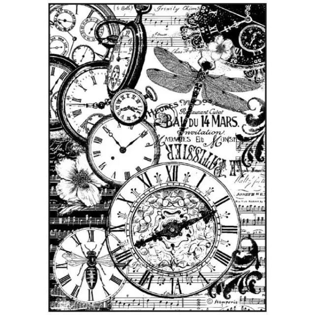 Ριζόχαρτο για decoupage - Vintage Ρολόγια - A4