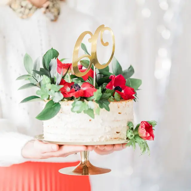 PartyDeco Cake Topper - 60 - Χρυσό 2