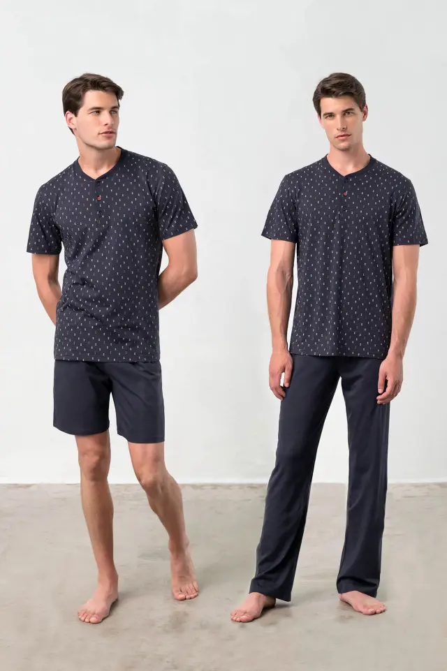Uomo Di Vamp Ανδρική Πιτζάμα Με Πατιλέτα 3 Τεμάχια Blue Captain - 2XL