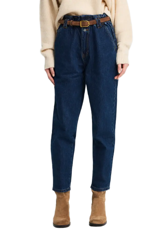 FunkyBuddha γυναικείο παντελόνι τζιν baggy fit με λάστιχο στη μέση FBL014-164-02-1 2