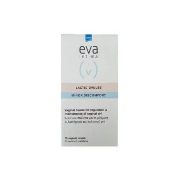 Intermed Eva Lactic Ovules Κολπικά Υπόθετα για την Επαναφορά και Διατήρηση του Κολπικού pH με Αλόη και Χαμομήλι, 10τμχ