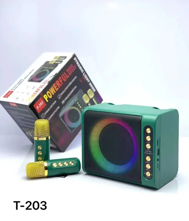 Mini φορητό σύστημα Karaoke με πολύχρωμα Bass Boost T-203 ΠΡΑΣΙΝΟ