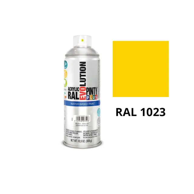 PINTYPLUS Evolution Spray Ακρυλικό Βάσης Νερού Γυαλιστερό RAL 1023 400ml