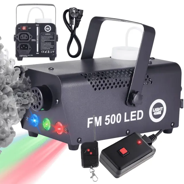LIGHT4ME FM 500 LED V2 smoke fog machine wireless remote wired controller 500W light effect 3x1W RGB