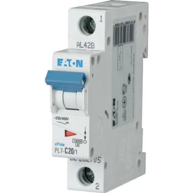 PL7-C20/1 Miniature circuit breaker (MCB), 20 A, 1p, characteristic: C