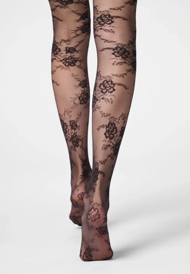 Oroblu Pure Lace Καλσόν Διάφανο Με Φλοράλ Σχέδιο 20 Denier Μαύρο 3