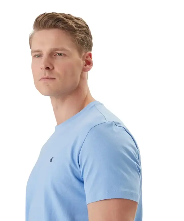 Calvin Klein - Ανδρικό T-shirt Classic Monogram Tee Regular Fit LV04RD254G-C32 Γαλάζιο - XL 3