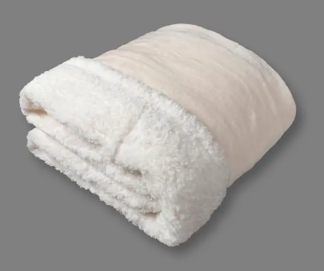 κουβέρτα fleece με sherpa (220cm x 240cm) flannel ivory -