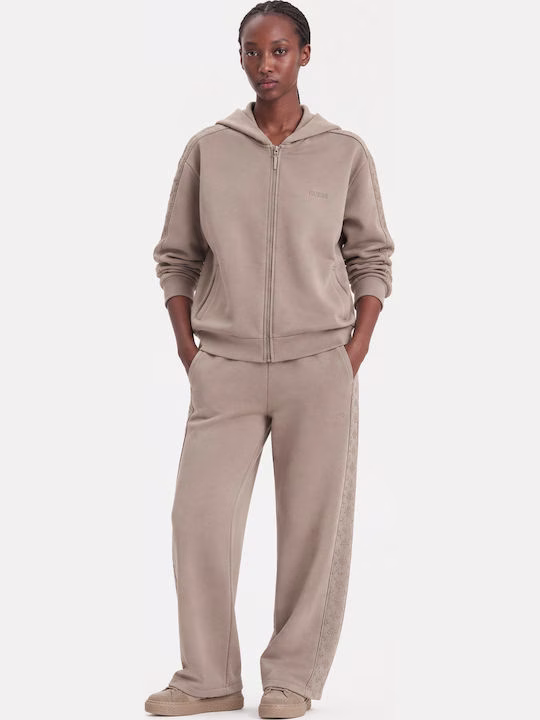 Guess Elsa Παντελόνι Φόρμας Καμπάνα Taupe Μπεζ - L 3