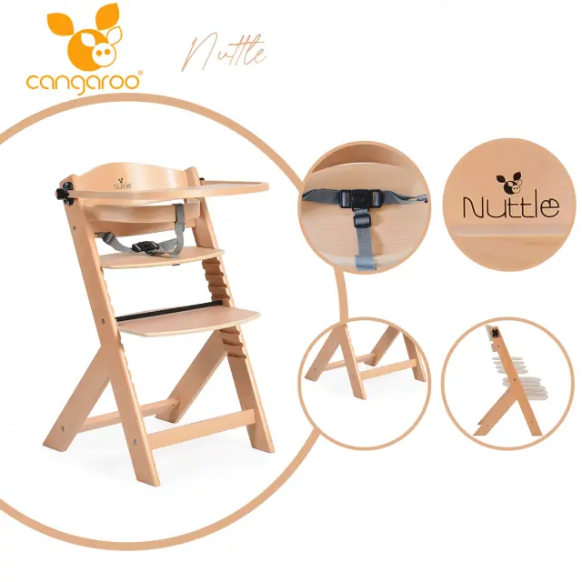 CANGAROO - Wooden high chair 2 in 1 Nuttle natural - 3801005150953
