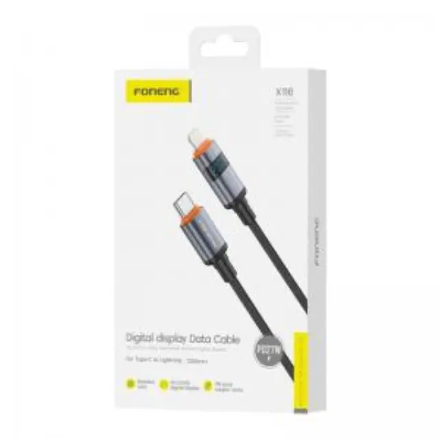 Καλώδιο Σύνδεσης USB 2.0 Foneng X116 Power Display Aluminum Alloy Braided USB C σε Lightning PD 27W 1.2m Μαύρο N68727 3