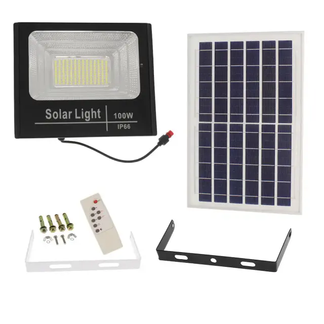 Jortan Στεγανός Ηλιακός Προβολέας LED 100W Ψυχρό Λευκό 6500K με Τηλεχειριστήριο IP66 JT-BJ100W-TZ