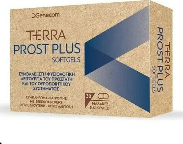 Genecom Terra Prost Plus Συμπλήρωμα Διατροφής για την Καλή Λειτουργία του Προστάτη και του Ουροποιητικού Συστήματος, 30 soft.caps